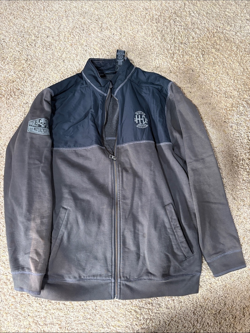Harley-Davidson Men’s Black & Gray Zip-Front Shirt Jacket